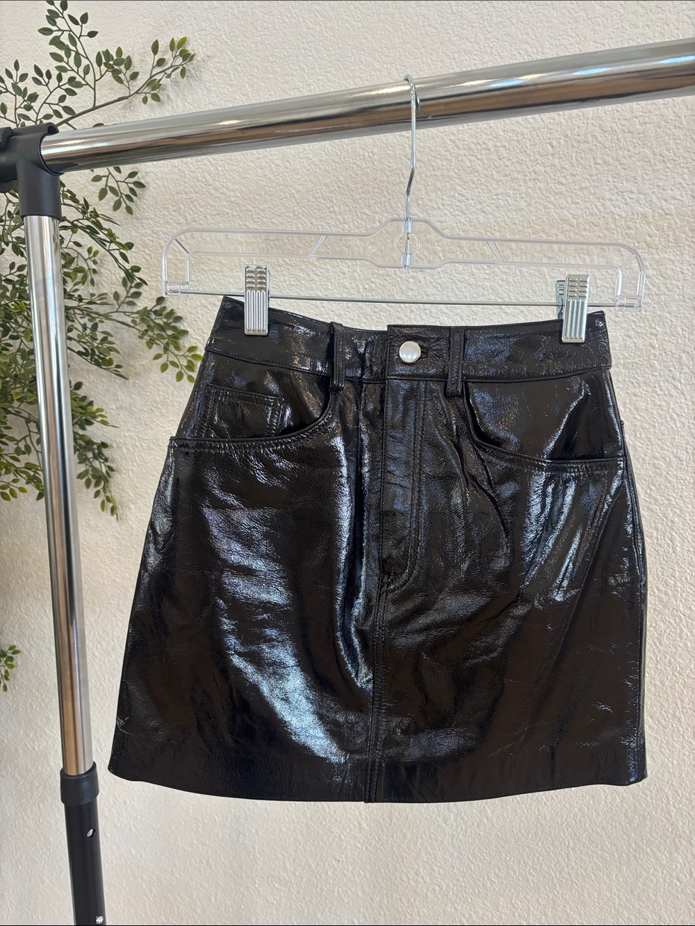 LPA Shiny Patent Mini Skirt - Black